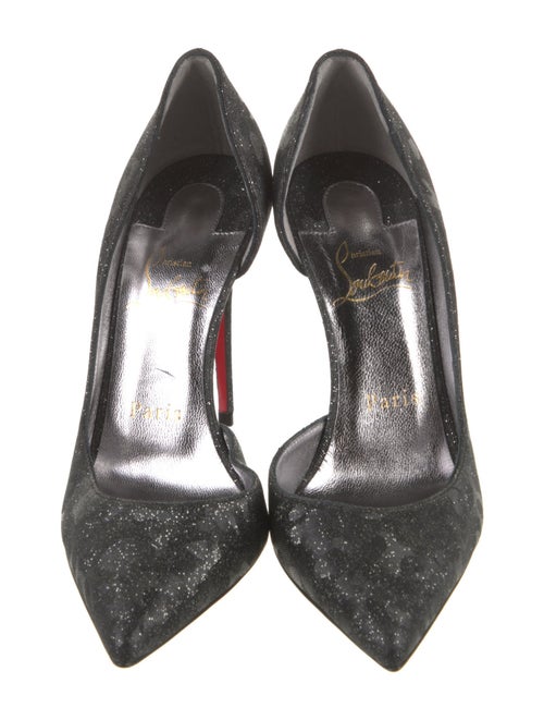 Christian Louboutin Canvas Glitter Accents D'Orsay Pumps