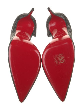 Christian Louboutin Canvas Glitter Accents D'Orsay Pumps