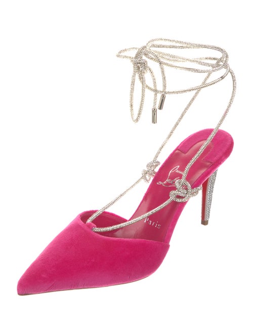 Christian Louboutin Velvet Crystal Embellishments Slingback Pumps