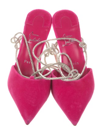 Christian Louboutin Velvet Crystal Embellishments Slingback Pumps