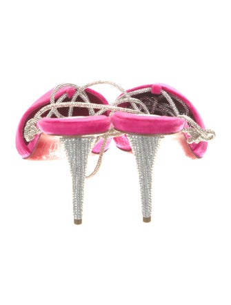 Christian Louboutin Velvet Crystal Embellishments Slingback Pumps