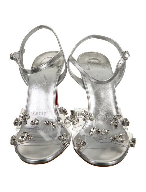 Christian Louboutin Leather Crystal Embellishments Slingback Sandals