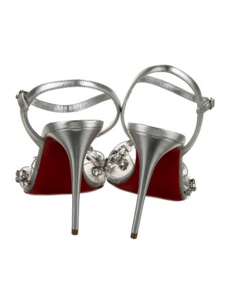 Christian Louboutin Leather Crystal Embellishments Slingback Sandals