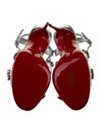Christian Louboutin Leather Crystal Embellishments Slingback Sandals