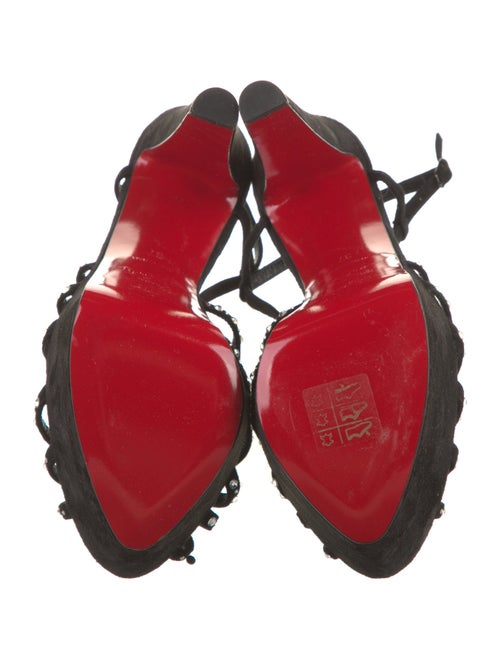 Christian Louboutin Velvet Crystal Embellishments Slingback Sandals