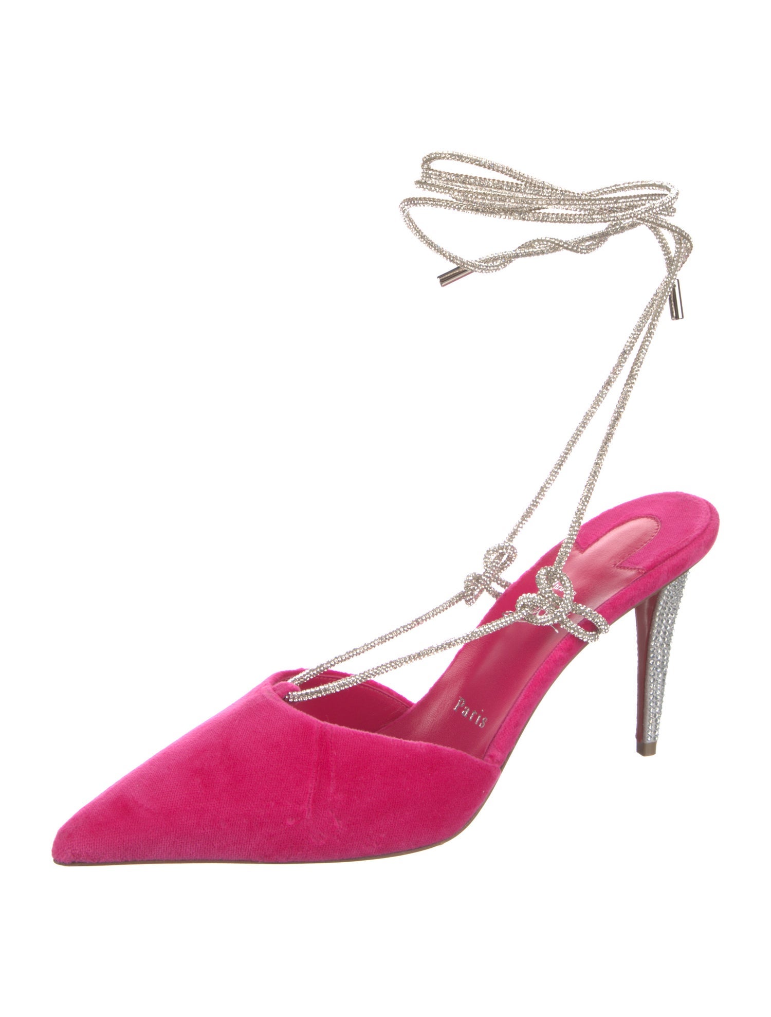Christian Louboutin Velvet Crystal Embellishments Slingback Pumps