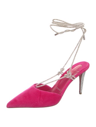 Christian Louboutin Velvet Crystal Embellishments Slingback Pumps