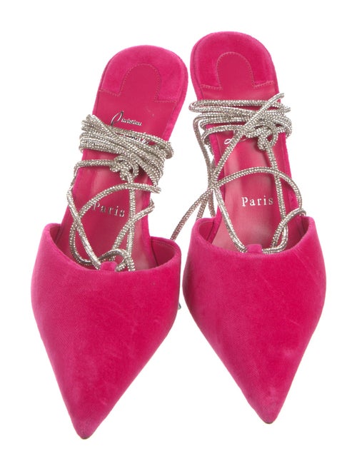 Christian Louboutin Velvet Crystal Embellishments Slingback Pumps