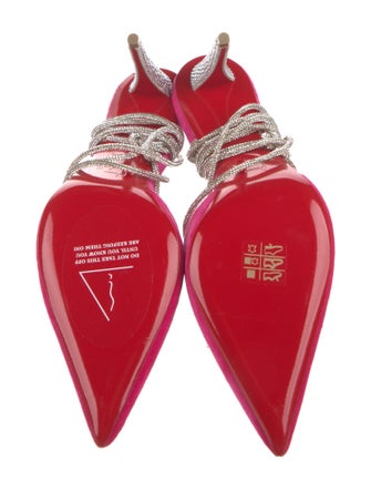 Christian Louboutin Velvet Crystal Embellishments Slingback Pumps