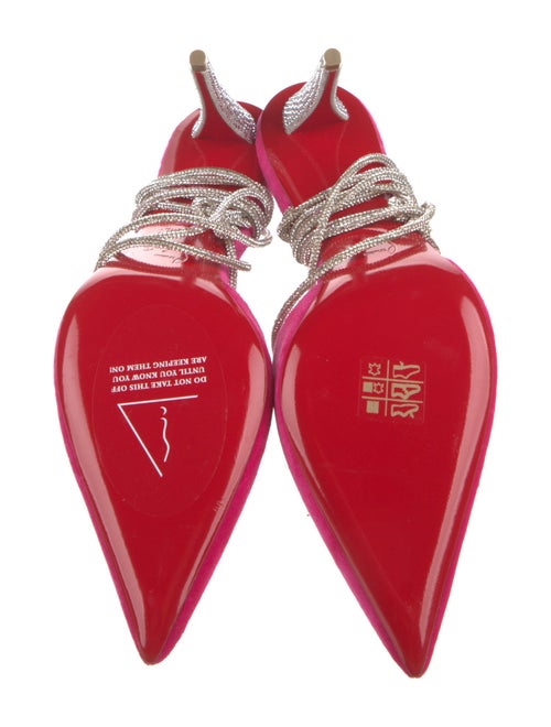 Christian Louboutin Velvet Crystal Embellishments Slingback Pumps