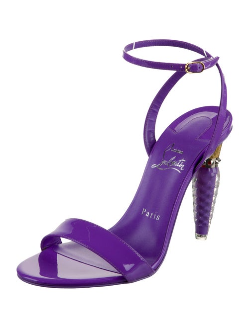 Christian Louboutin Patent Leather Studded Accents Sandals