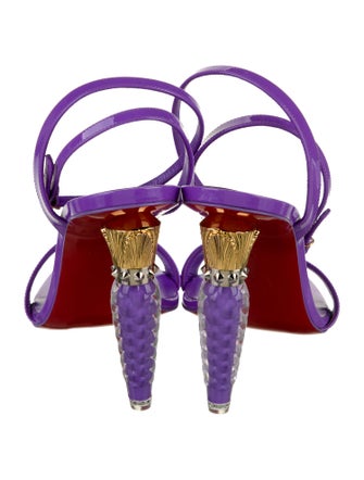 Christian Louboutin Patent Leather Studded Accents Sandals