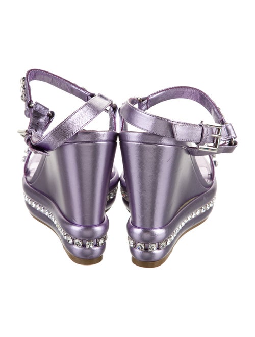 Christian Louboutin Leather Crystal Embellishments Slingback Sandals