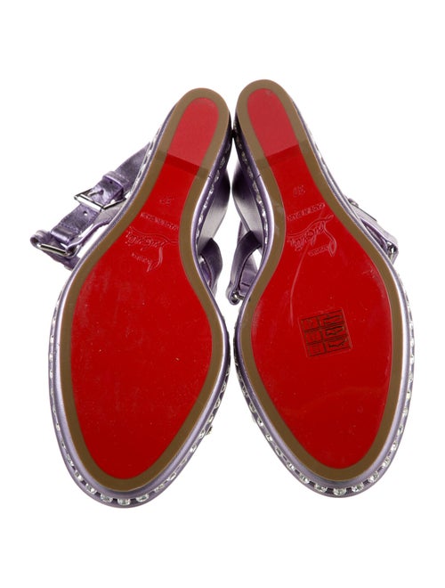 Christian Louboutin Leather Crystal Embellishments Slingback Sandals