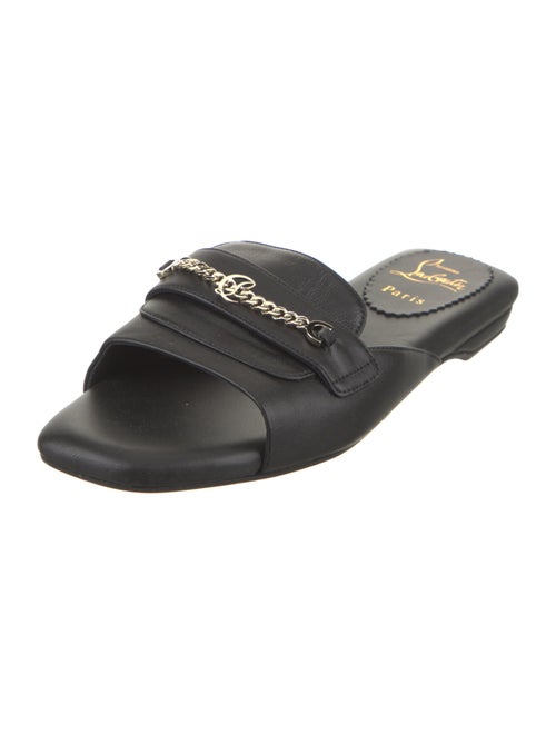 Christian Louboutin Leather Chain-Link Accents Slides