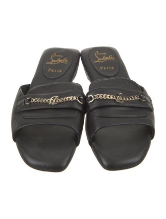 Christian Louboutin Leather Chain-Link Accents Slides