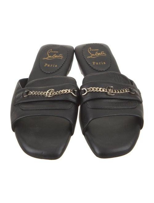 Christian Louboutin Leather Chain-Link Accents Slides
