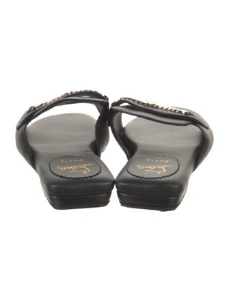 Christian Louboutin Leather Chain-Link Accents Slides