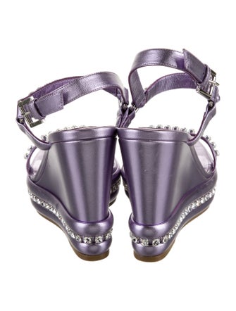 Christian Louboutin Leather Crystal Embellishments Slingback Sandals