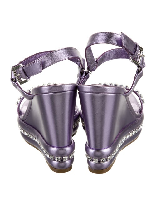 Christian Louboutin Leather Crystal Embellishments Slingback Sandals