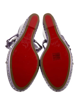 Christian Louboutin Leather Crystal Embellishments Slingback Sandals