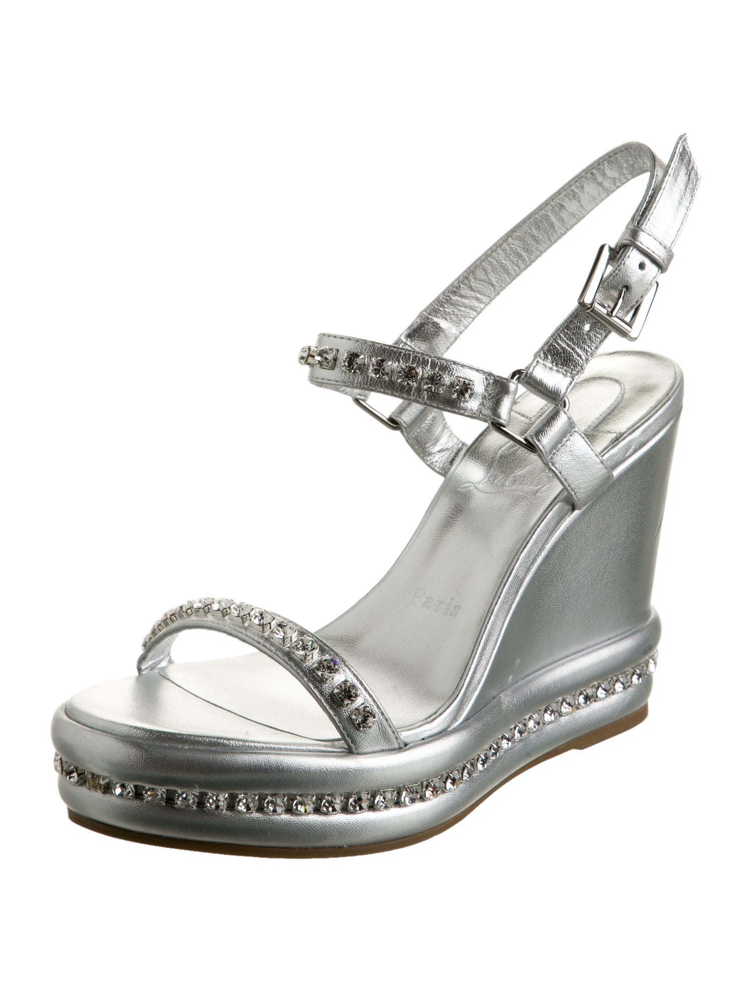 Christian Louboutin Leather Crystal Embellishments Sandals