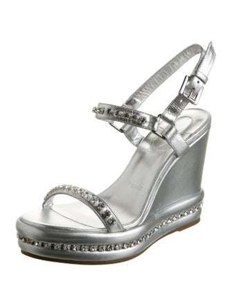 Christian Louboutin Leather Crystal Embellishments Sandals