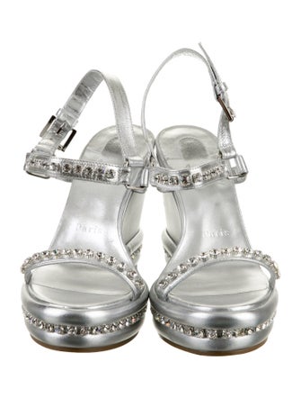 Christian Louboutin Leather Crystal Embellishments Sandals
