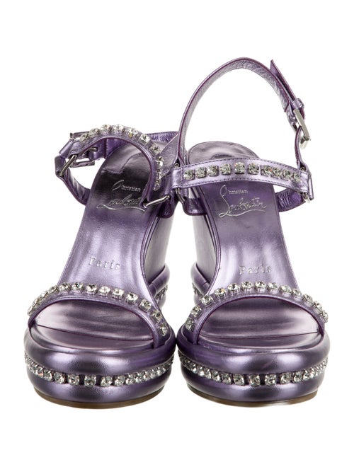 Christian Louboutin Leather Crystal Embellishments Slingback Sandals