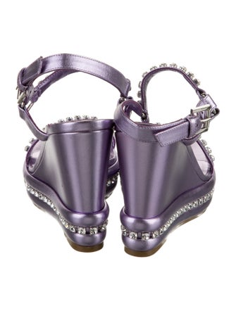 Christian Louboutin Leather Crystal Embellishments Slingback Sandals