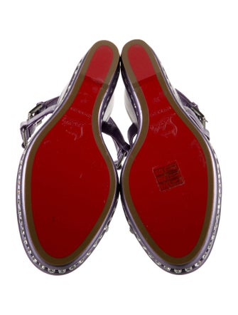 Christian Louboutin Leather Crystal Embellishments Slingback Sandals