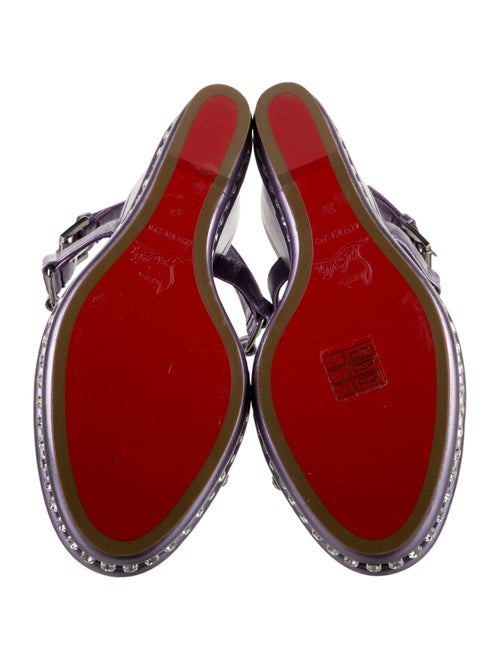 Christian Louboutin Leather Crystal Embellishments Slingback Sandals