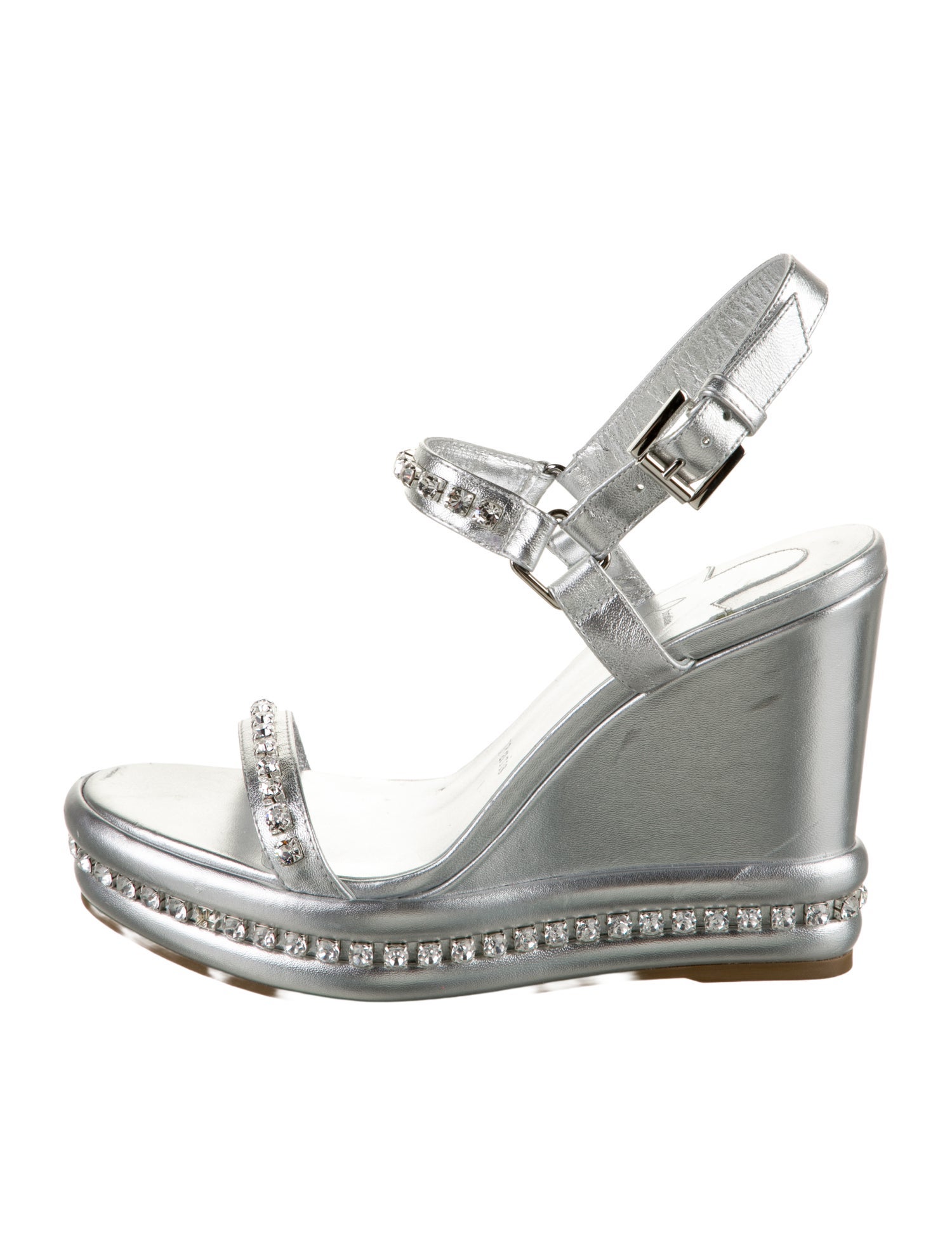 Christian Louboutin Leather Crystal Embellishments Sandals