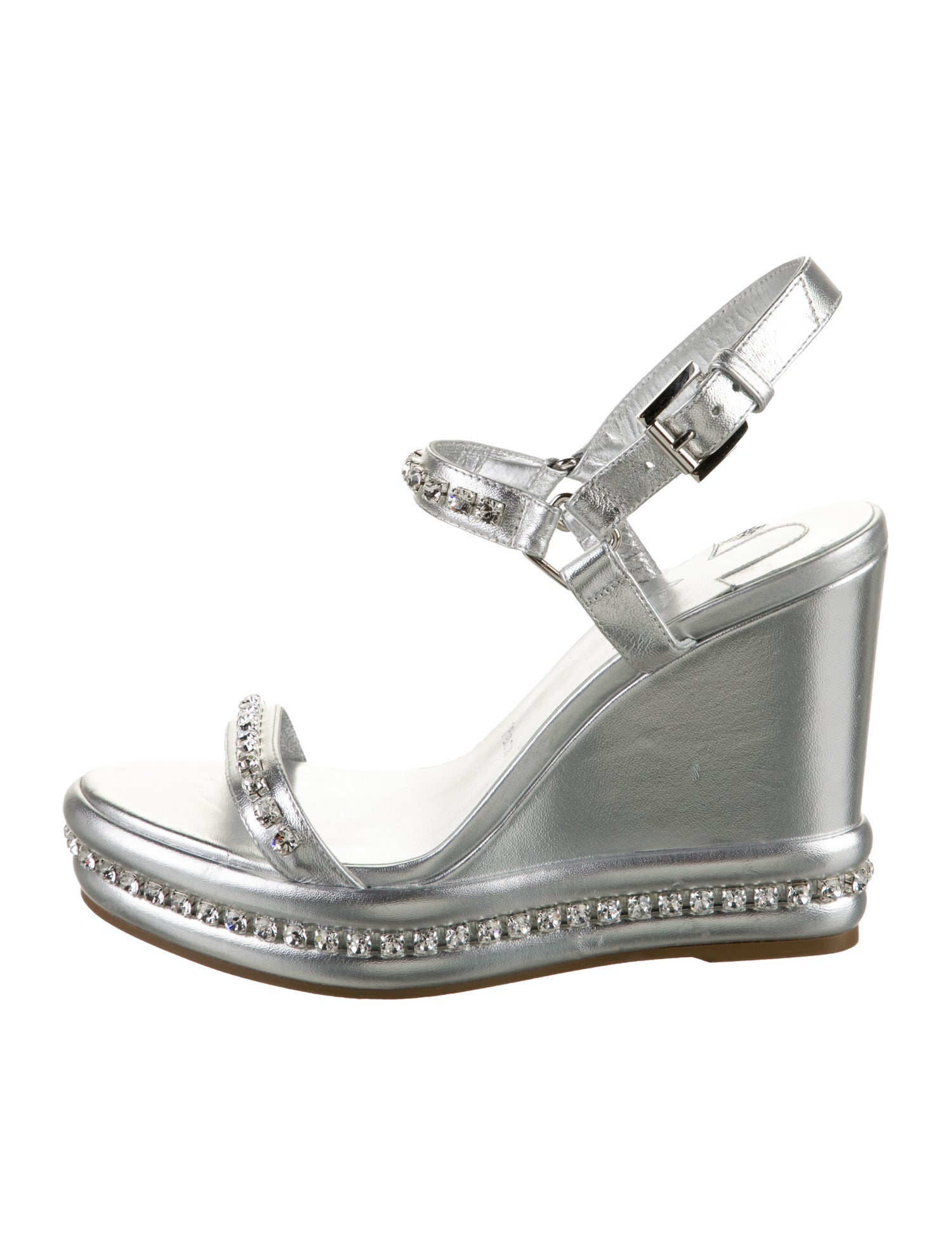 Christian Louboutin Leather Crystal Embellishments Espadrilles