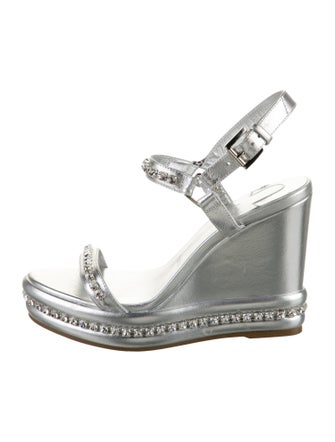 Christian Louboutin Leather Crystal Embellishments Espadrilles