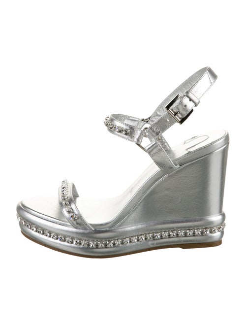 Christian Louboutin Leather Crystal Embellishments Espadrilles