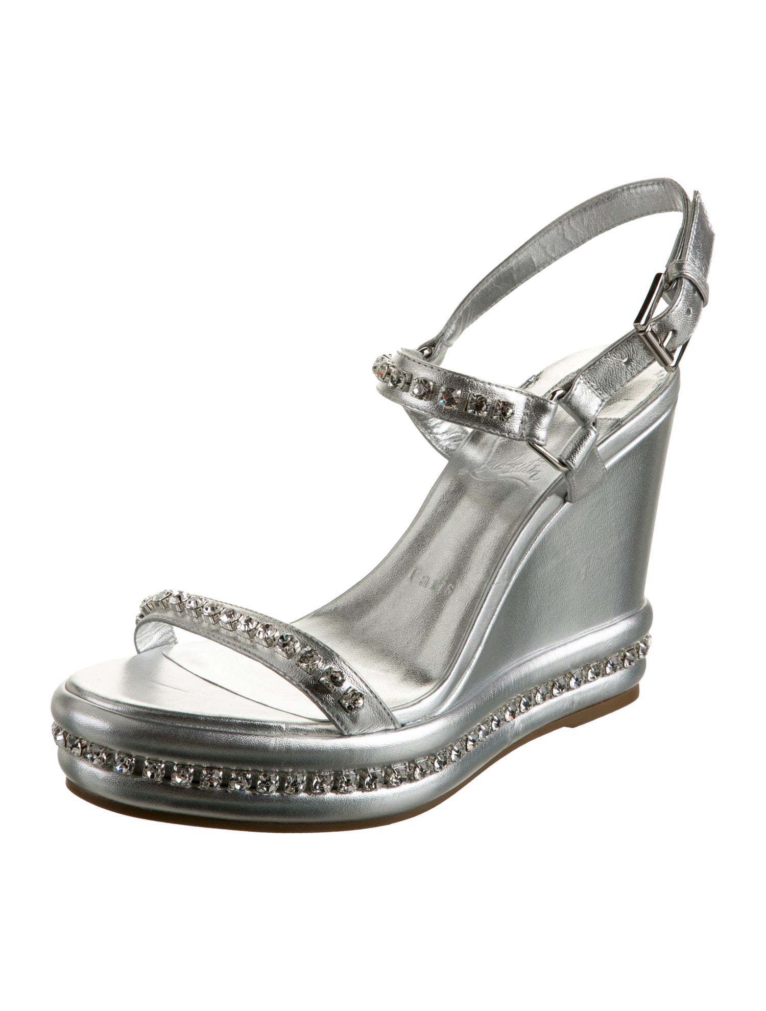 Christian Louboutin Leather Crystal Embellishments Espadrilles