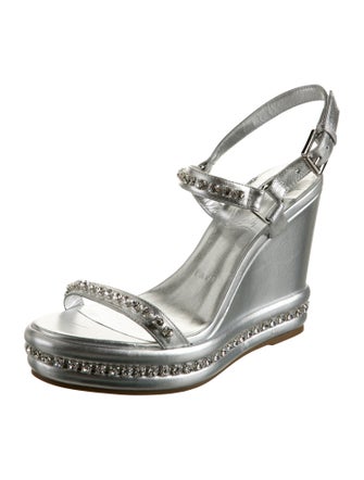 Christian Louboutin Leather Crystal Embellishments Espadrilles