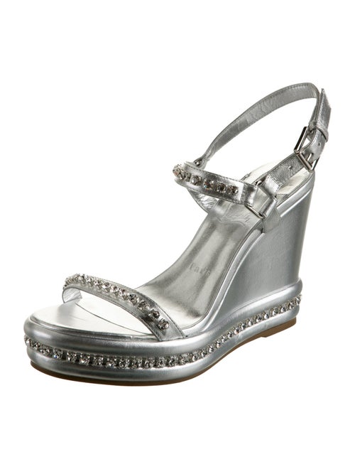 Christian Louboutin Leather Crystal Embellishments Espadrilles