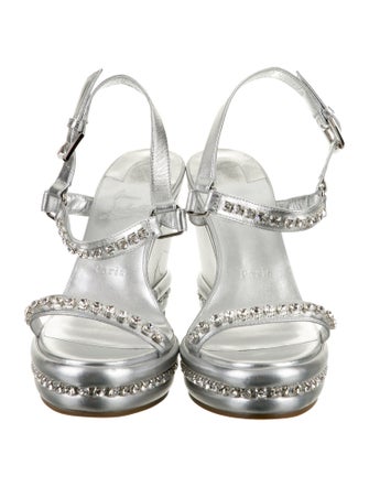 Christian Louboutin Leather Crystal Embellishments Espadrilles