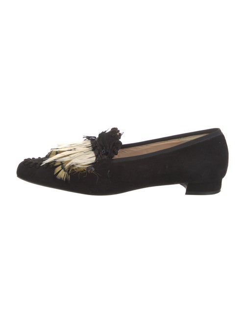 Christian Louboutin Suede Feather Trim Loafers