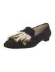 Christian Louboutin Suede Feather Trim Loafers