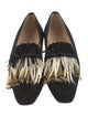 Christian Louboutin Suede Feather Trim Loafers