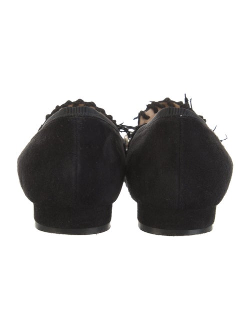 Christian Louboutin Suede Feather Trim Loafers