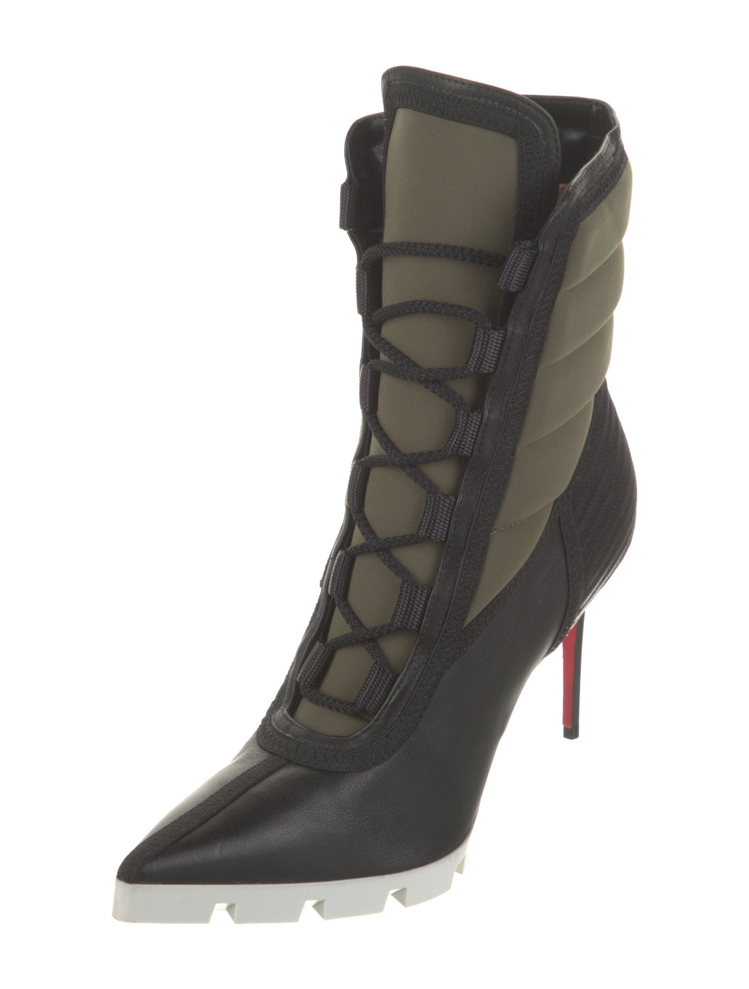Christian Louboutin Colorblock Pattern Lace-Up Boots