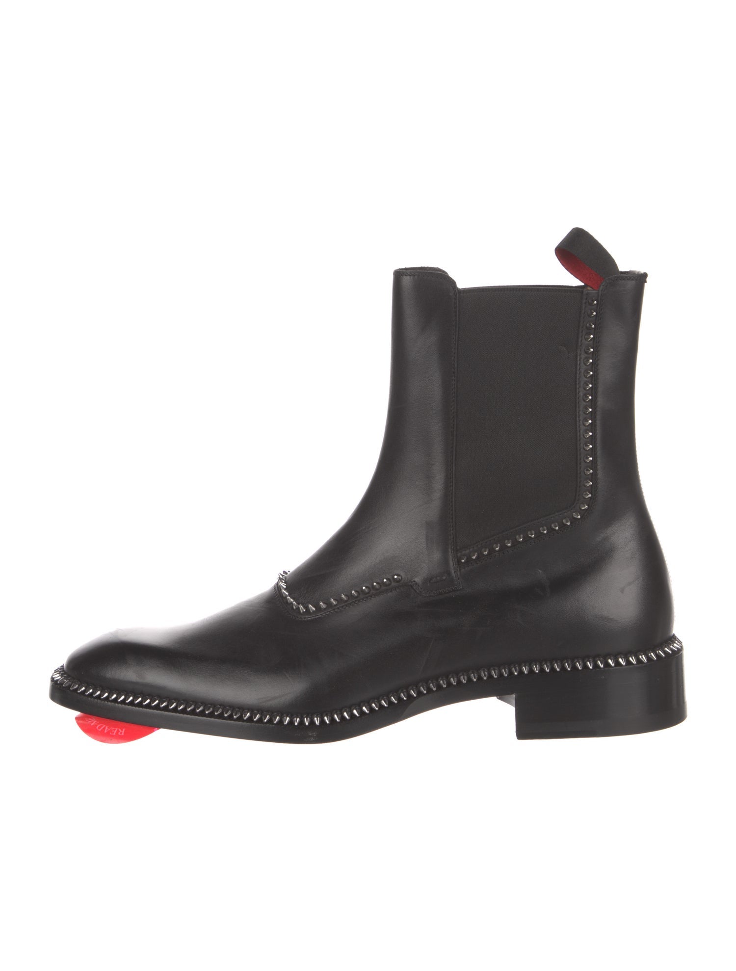 Christian Louboutin Spike Accents Leather Chelsea Boots