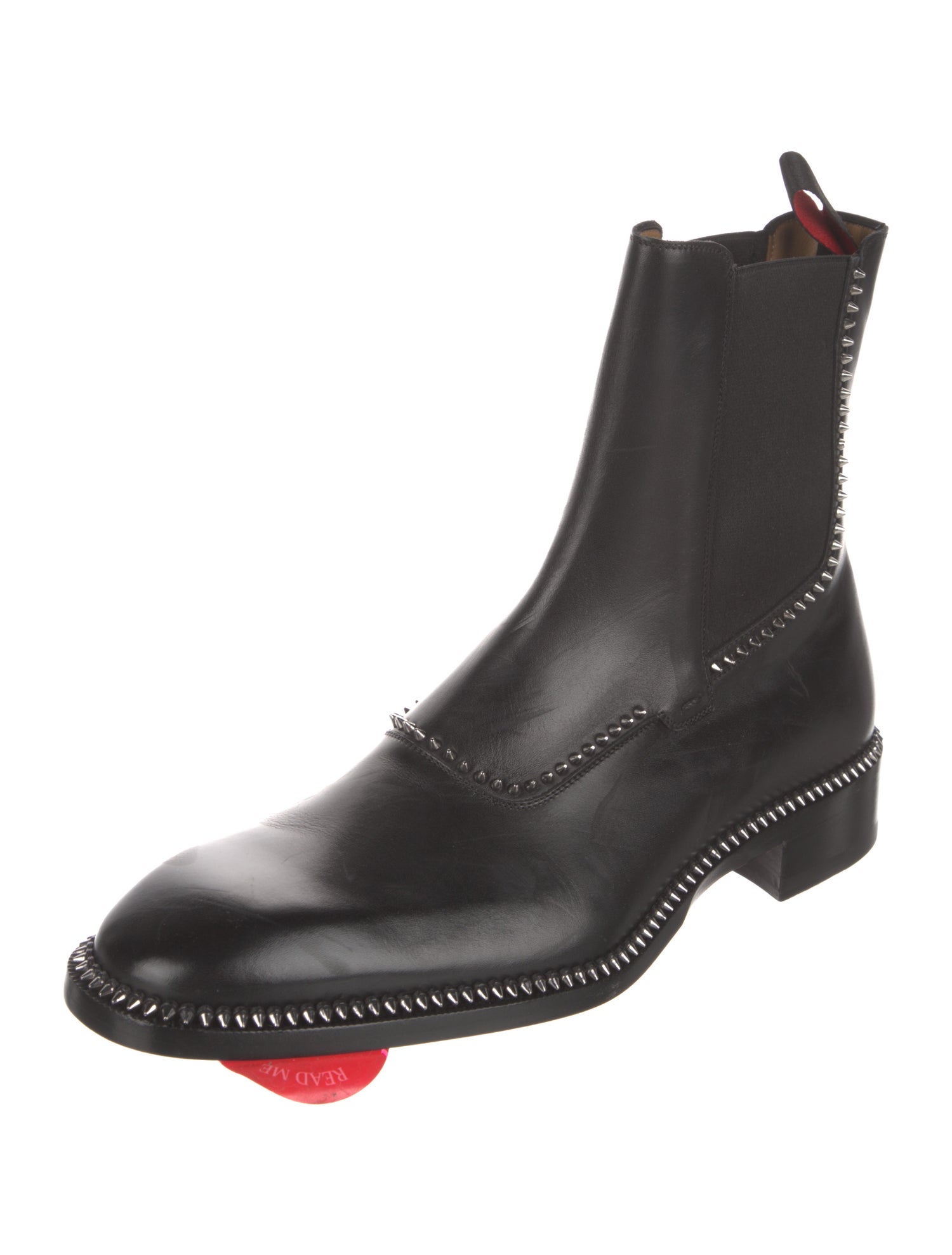Christian Louboutin Spike Accents Leather Chelsea Boots