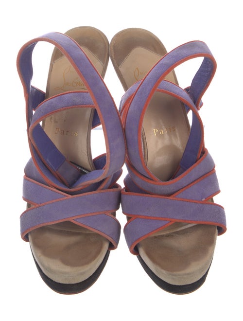Christian Louboutin Suede Striped Slingback Sandals