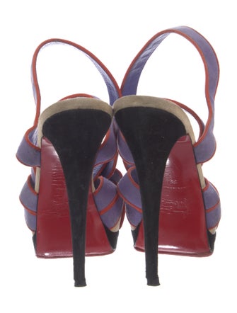 Christian Louboutin Suede Striped Slingback Sandals