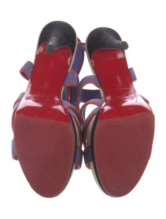 Christian Louboutin Suede Striped Slingback Sandals